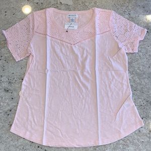 Blush Lace Tee Liz Claiborne L